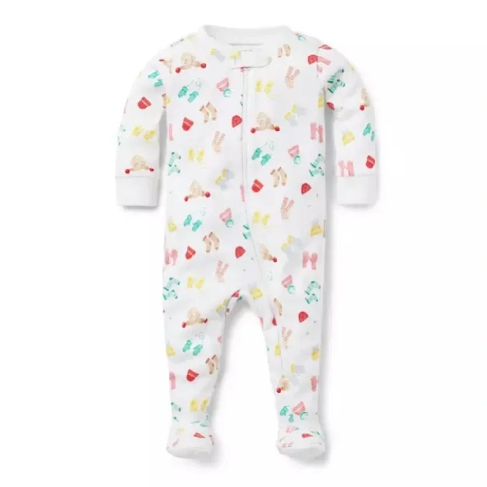 JANIE and JACK BABY GOOD NIGHT FOOTED PAJAMAS IN WINTER COZY